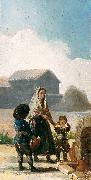 A woman and two children by a fountain Francisco de Goya